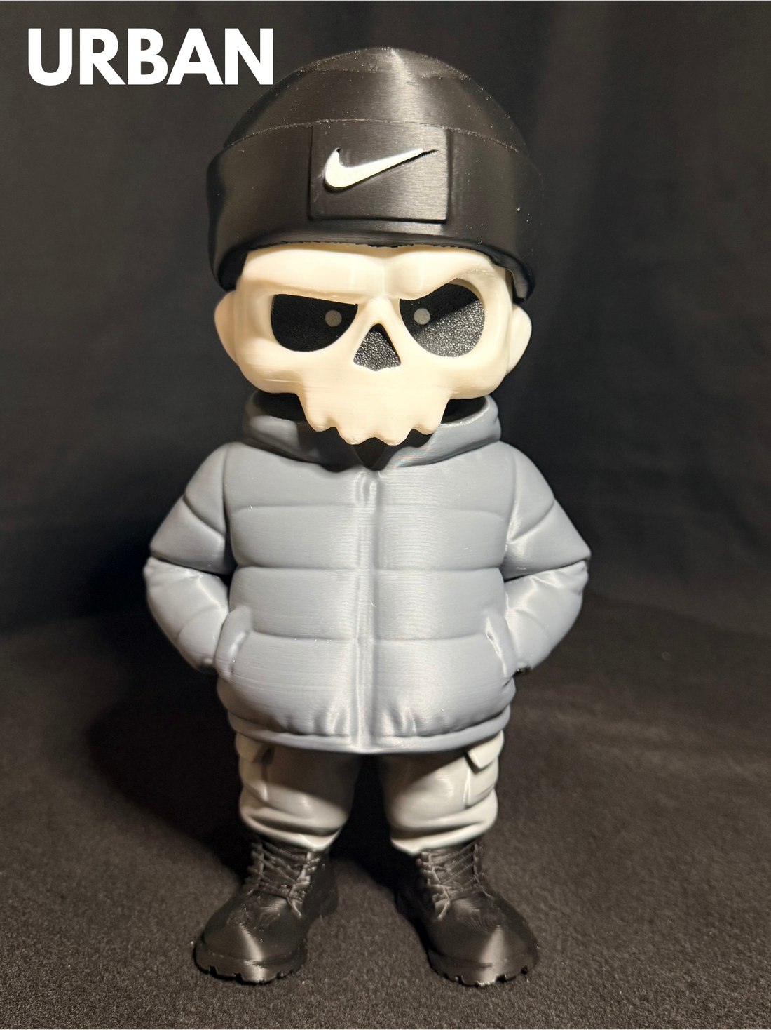 ZKULLS Street Edition Skull Figure – Urban Collectible 3D Printed Sculpture – Monochrome Street Art Display – Handmade Designer Decor