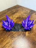 Crystal PS5 Controller Stand – Vibrant Gaming Accessory, 3D Printed Display Dock, Custom Colour Options with purple crystals.